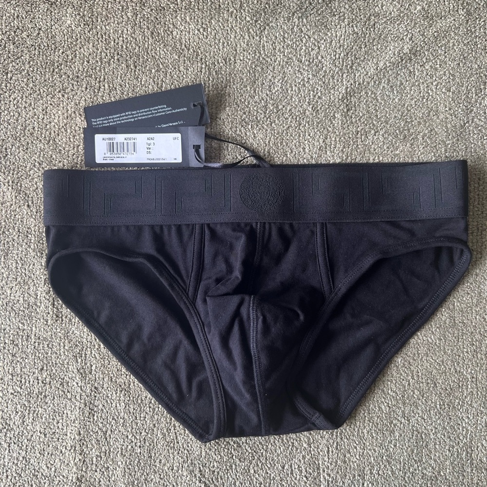 Versace Men's Black Underwear size IT 3 US XS Sexy Slip made in Italy